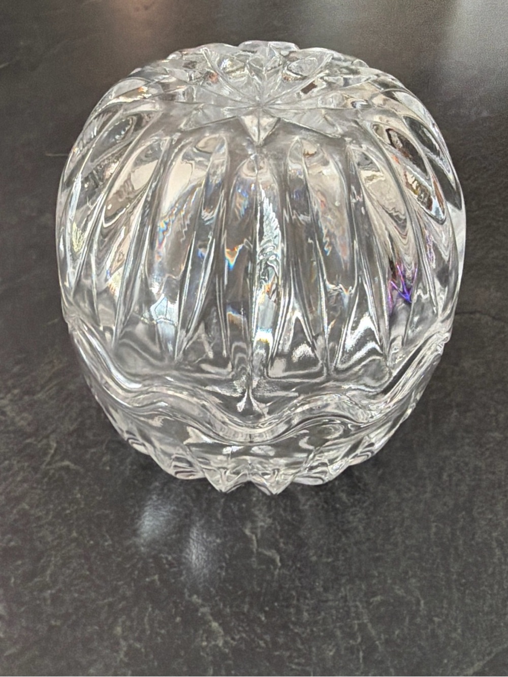 Clear Faceted Glass Trinket Jar